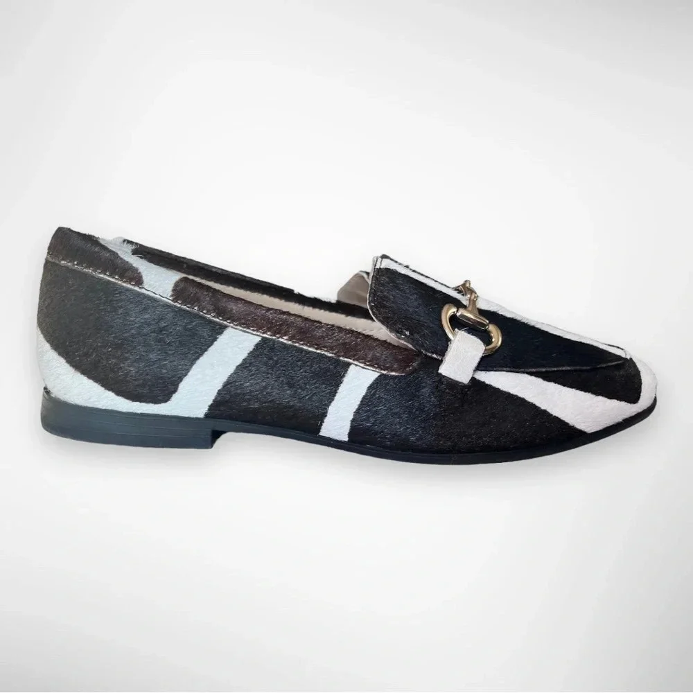 ALFANI Step N Flex Calf Hair Loafers With Brass Horse Bit Detail Size 6‎ | EUC